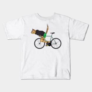 Cat Riding a Bicycle Kids T-Shirt